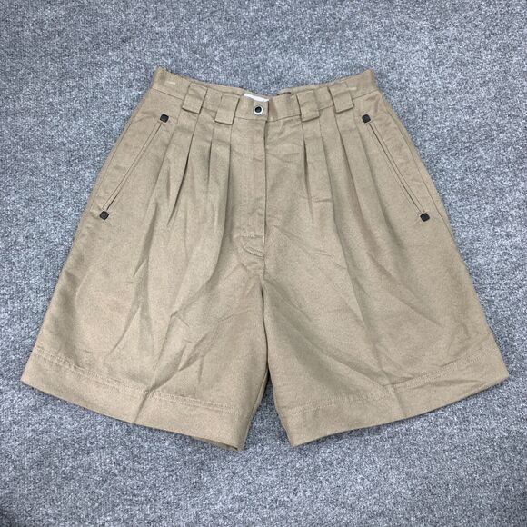 Jamie Sadock Golf Short Womens 8 Brown Faux Suede Pleated Front Retro High Waist - Picture 2 of 10